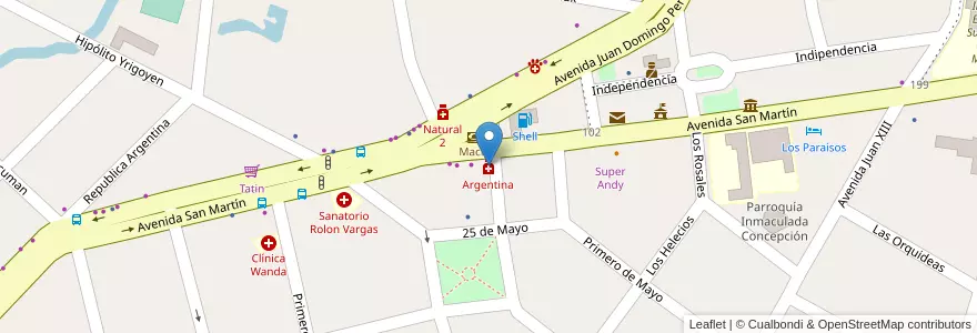 Mapa de ubicacion de Argentina en Argentine, Misiones, Departamento Iguazú, Municipio De Wanda.