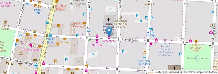 Mapa de ubicacion de Argentina en Arjantin, Şili, Mendoza, Departamento Capital, Ciudad De Mendoza, Sección 3ª Parque O'Higgins.