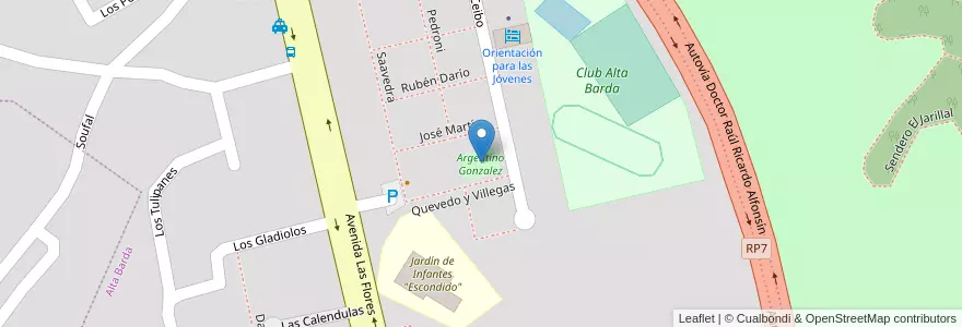 Mapa de ubicacion de Argentino Gonzalez en Argentinië, Chili, Neuquén, Departamento Confluencia, Municipio De Neuquén, Neuquén.