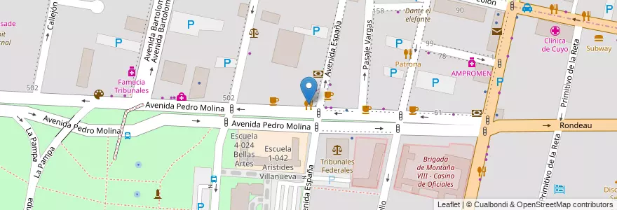 Mapa de ubicacion de Argentino Resto Bar en Argentine, Chili, Mendoza, Departamento Capital, Sección 2ª Barrio Cívico, Ciudad De Mendoza.