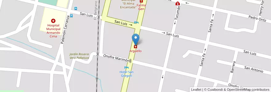 Mapa de ubicacion de Arguello en Arjantin, Córdoba, Departamento Punilla, Pedanía Rosario, Municipio De Cosquín, Cosquín.