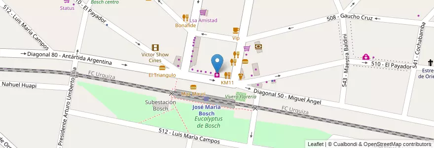 Mapa de ubicacion de Arias en アルゼンチン, ブエノスアイレス州, Partido De Tres De Febrero, Villa Bosch.