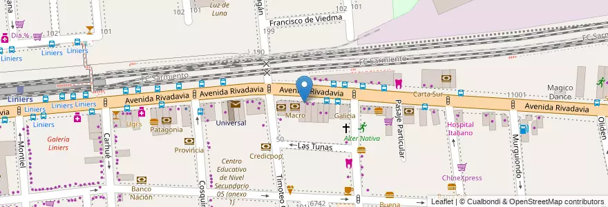 Mapa de ubicacion de Arica, Liniers en Argentinië, Ciudad Autónoma De Buenos Aires, Comuna 9, Buenos Aires.
