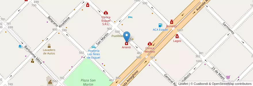 Mapa de ubicacion de Arienti en Arjantin, Şili, Chubut, Departamento Futaleufú, Esquel.