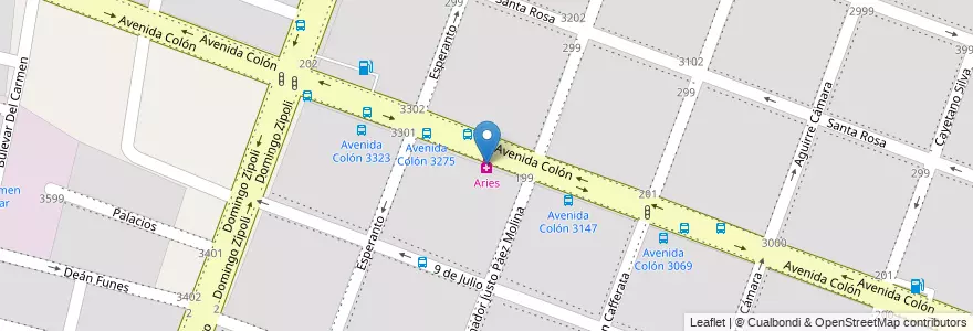 Mapa de ubicacion de Aries en الأرجنتين, Córdoba, Departamento Capital, Pedanía Capital, Córdoba, Municipio De Córdoba.