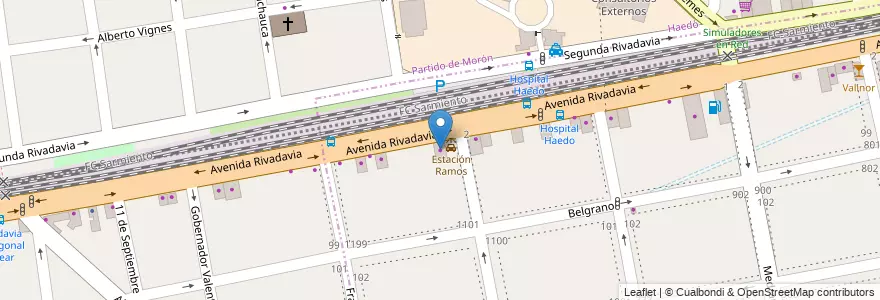 Mapa de ubicacion de Ariola Rep Car en アルゼンチン, ブエノスアイレス州, Partido De La Matanza, Ramos Mejía, Haedo.