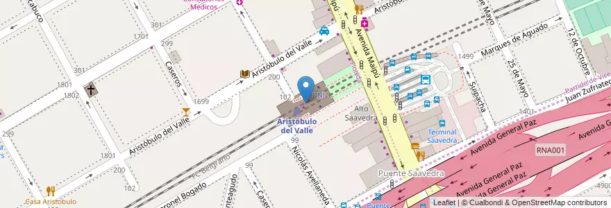 Mapa de ubicacion de Aristóbulo del Valle en Arjantin, Buenos Aires, Partido De Vicente López, Vicente López.