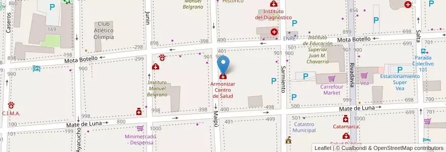 Mapa de ubicacion de Armonizar Centro de Salud en Аргентина, Катамарка, Departamento Capital, Municipio De San Fernando Del Valle De Catamarca, San Fernando Del Valle De Catamarca.