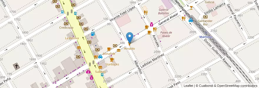 Mapa de ubicacion de Arnaldo en Аргентина, Буэнос-Айрес, Partido De San Isidro, Martínez.