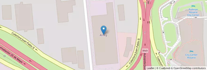 Mapa de ubicacion de Arneg en Argentinien, Santa Fe, Departamento Rosario, Municipio De Rosario, Rosario.