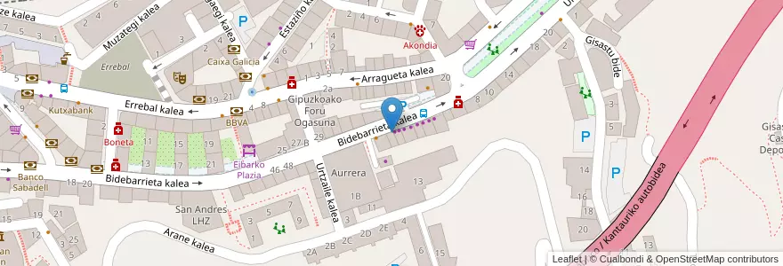 Mapa de ubicacion de Arno en 西班牙, 巴斯克, Gipuzkoa, Debabarrena, Eibar.
