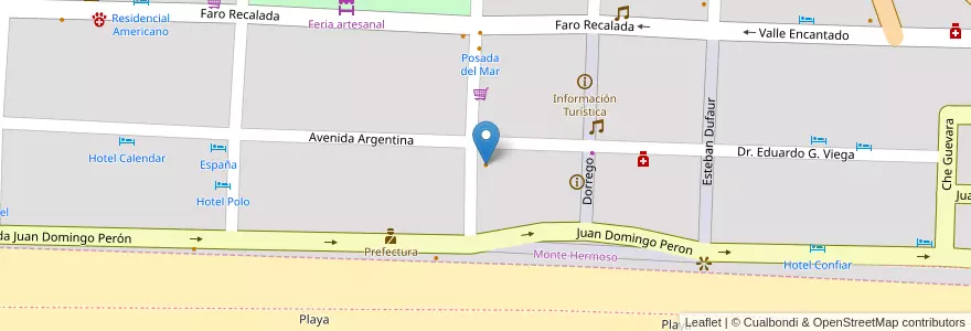 Mapa de ubicacion de Aronna en 아르헨티나, 부에노스아이레스주, Partido De Monte Hermoso, Monte Hermoso.