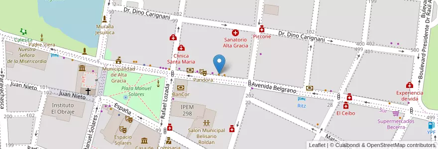 Mapa de ubicacion de Arquestrato en アルゼンチン, コルドバ州, Departamento Santa María, Pedanía Alta Gracia, Municipio De Alta Gracia, Alta Gracia.