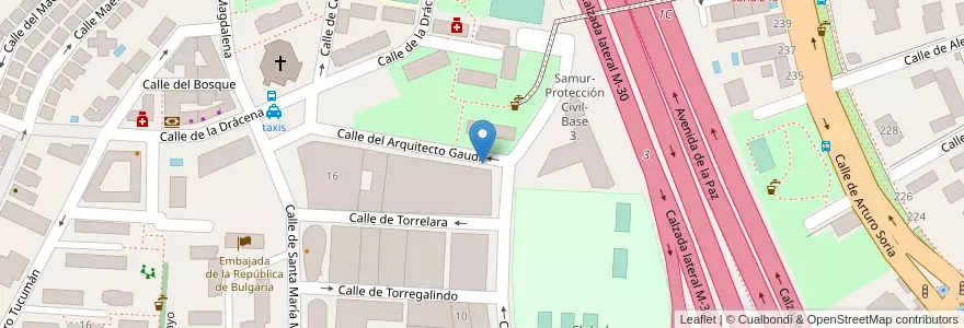 Mapa de ubicacion de ARQUITECTO GAUDI, CALLE, DEL,11 en اسپانیا, بخش خودمختار مادرید, بخش خودمختار مادرید, Área Metropolitana De Madrid Y Corredor Del Henares, مادرید.
