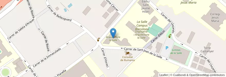 Mapa de ubicacion de Arquitectura la Salle en Испания, Каталония, Барселона, Барселонес, Барселона.