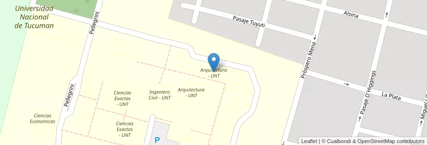 Mapa de ubicacion de Arquitectura - UNT en アルゼンチン, トゥクマン州, San Miguel De Tucumán, Departamento Capital, San Miguel De Tucumán.