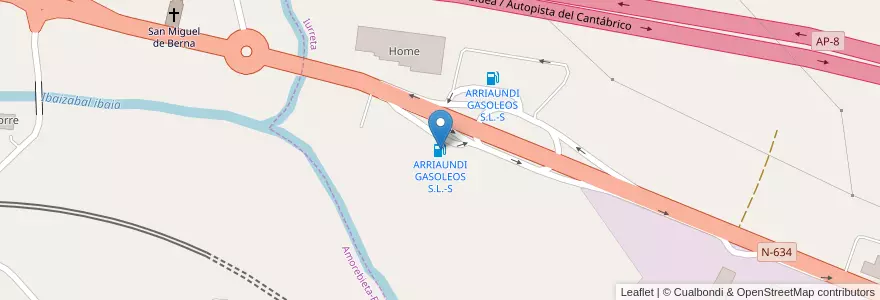Mapa de ubicacion de ARRIAUNDI GASOLEOS S.L.-S en 西班牙, 巴斯克, 比斯开, Durangaldea, Amorebieta-Etxano.