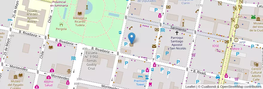Mapa de ubicacion de Arroba Internet en Argentinië, Chili, Mendoza, Departamento Capital, Sección 2ª Barrio Cívico, Ciudad De Mendoza.