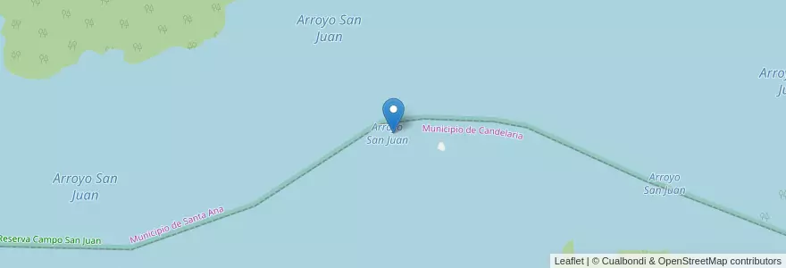 Mapa de ubicacion de Arroyo San Juan en Argentina, Misiones, Departamento Candelaria, Municipio De Candelaria.