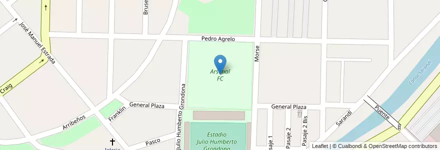 Mapa de ubicacion de Arsenal FC en 아르헨티나, 부에노스아이레스주, Partido De Avellaneda, Sarandí.