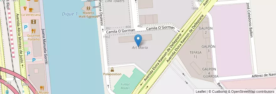 Mapa de ubicacion de Art María, Puerto Madero en アルゼンチン, Ciudad Autónoma De Buenos Aires, Comuna 1, ブエノスアイレス.