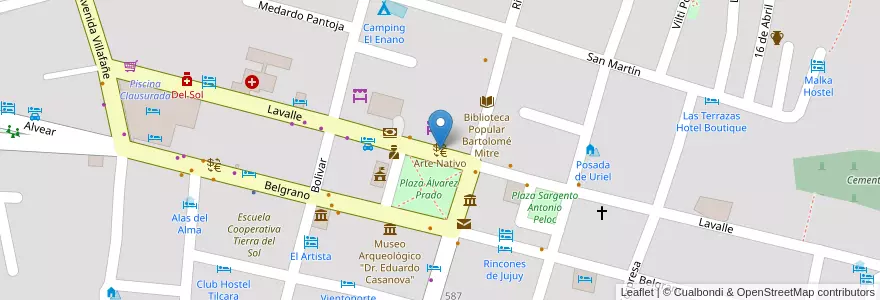 Mapa de ubicacion de Arte Nativo en الأرجنتين, Jujuy, Departamento Tilcara, Municipio De Tilcara.