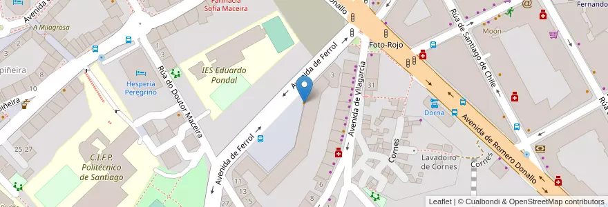 Mapa de ubicacion de Artesana Gastrobar en Espanha, Galiza, A Corunha, Santiago, Santiago De Compostela.