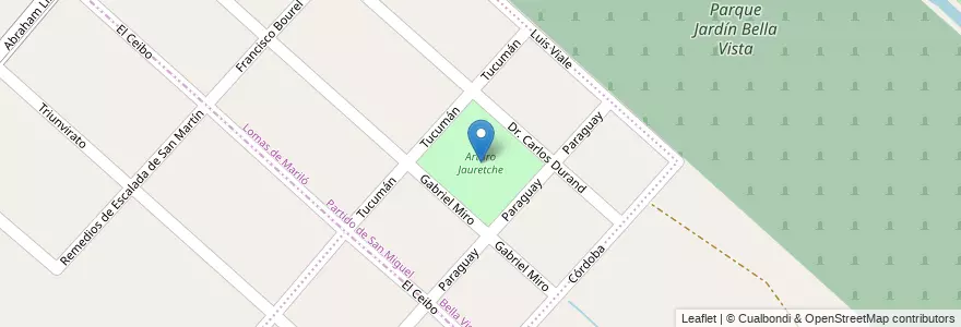 Mapa de ubicacion de Arturo Jauretche en Argentina, Buenos Aires, Partido De San Miguel, Bella Vista.