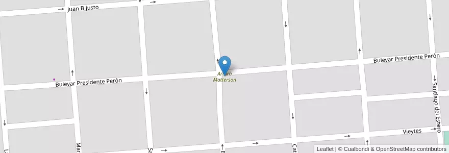 Mapa de ubicacion de Arturo Matterson en 아르헨티나, Córdoba, Departamento Unión, Pedanía Bell Ville, Municipio De Bell Ville, Bell Ville.