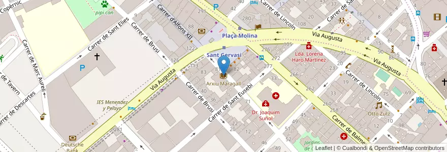 Mapa de ubicacion de Arxiu Maragall en إسبانيا, كتالونيا, برشلونة, بارسلونس, Barcelona.