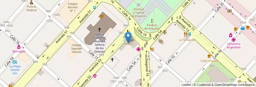 Mapa de ubicacion de Arzobispado de La Plata, Casco Urbano en Argentinië, Buenos Aires, Partido De La Plata, La Plata.