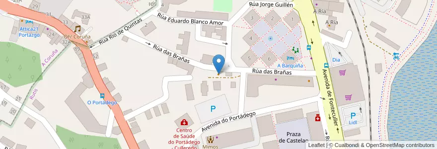 Mapa de ubicacion de As brañas en اسپانیا, Galicia / Galiza, A Coruña, A Coruña, Culleredo.