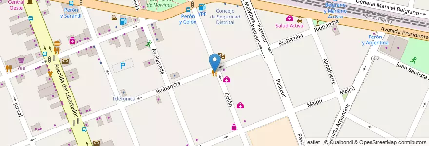 Mapa de ubicacion de As de bastos en Argentina, Buenos Aires, Partido De Merlo, Merlo.