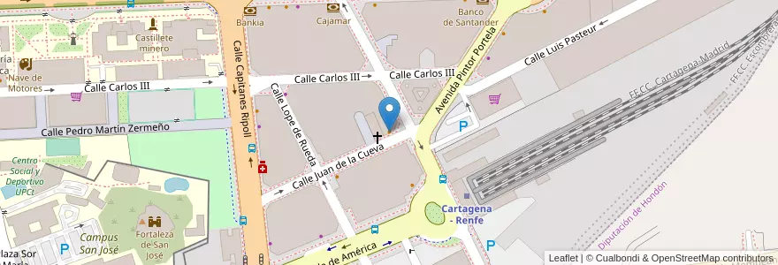 Mapa de ubicacion de Asador de Pollos La Fuente en España, Región De Murcia, Región De Murcia, Campo De Cartagena Y Mar Menor, Cartagena.