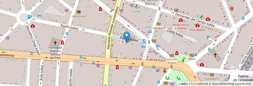 Mapa de ubicacion de Asador Kalamua en 西班牙, 巴斯克, 比斯开, Bilboaldea, 毕尔巴鄂.