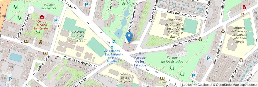 Mapa de ubicacion de Asador Parque de los Estados en 스페인, Comunidad De Madrid, Comunidad De Madrid, Área Metropolitana De Madrid Y Corredor Del Henares, Fuenlabrada.