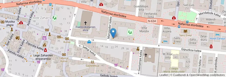 Mapa de ubicacion de Asador Telesforo en Sepanyol, Negara Basque, Gipuzkoa, Urola-Kosta, Zarautz.