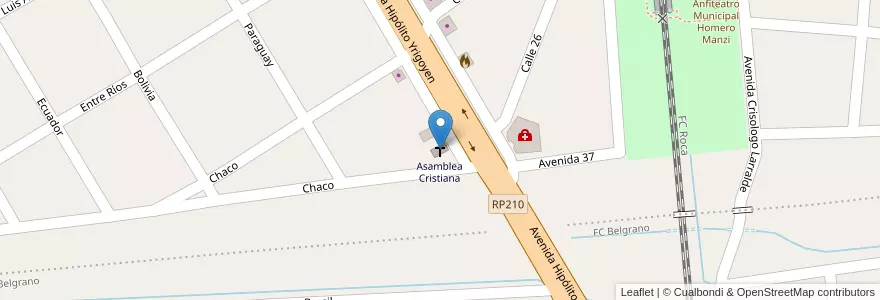 Mapa de ubicacion de Asamblea Cristiana en アルゼンチン, ブエノスアイレス州, Partido De Presidente Perón.