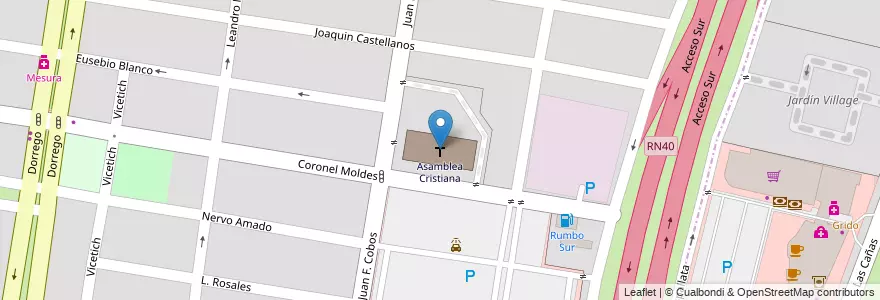 Mapa de ubicacion de Asamblea Cristiana en Argentina, Chile, Mendoza, Departamento Guaymallén.