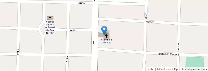 Mapa de ubicacion de Asamblea de Dios. en アルゼンチン, コリエンテス州, Departamento Curuzú Cuatiá, Municipio De Curuzú Cuatiá.