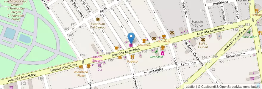 Mapa de ubicacion de Asamblea, Parque Chacabuco en Argentine, Ciudad Autónoma De Buenos Aires, Comuna 7, Buenos Aires.