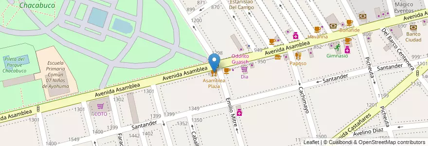 Mapa de ubicacion de Asamblea Plaza, Parque Chacabuco en Argentine, Ciudad Autónoma De Buenos Aires, Comuna 7, Buenos Aires.