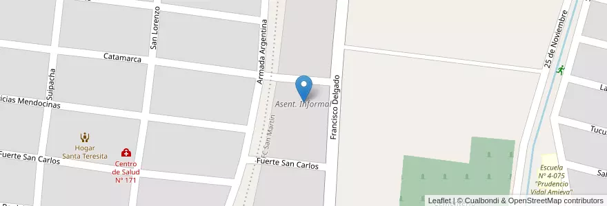 Mapa de ubicacion de Asent. Informal en آرژانتین, شیلی, Mendoza, Departamento Tunuyán, Distrito Ciudad De Tunuyán.