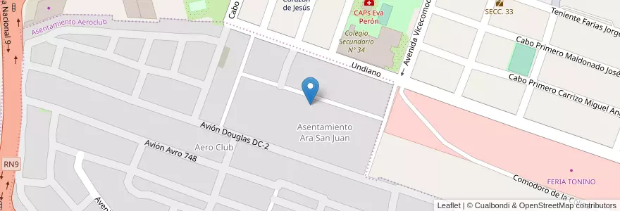 Mapa de ubicacion de Asentamiento Ara San Juan en Argentina, Jujuy, Departamento Doctor Manuel Belgrano, Municipio De San Salvador De Jujuy, Alto Comedero.