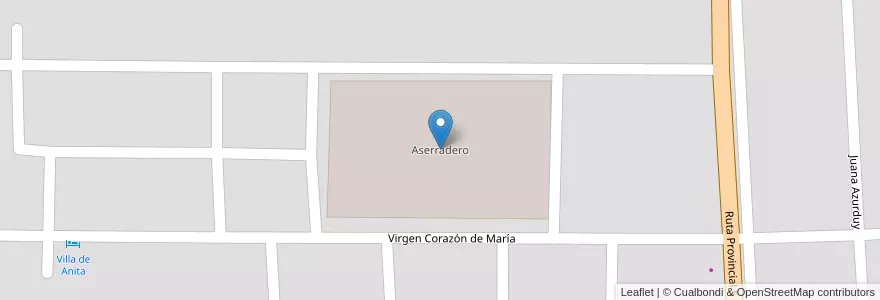 Mapa de ubicacion de Aserradero en Argentina, Córdoba, Departamento Santa María, Pedanía Alta Gracia, Anisacate.