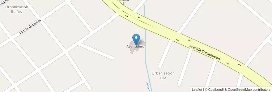 Mapa de ubicacion de Aserradero en Argentinië, Misiones, Departamento Guaraní, Municipio De San Vicente.