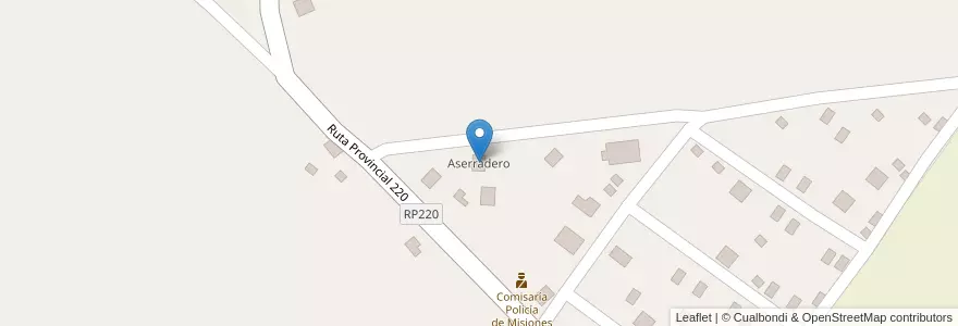 Mapa de ubicacion de Aserradero en 아르헨티나, Misiones, Departamento Cainguás, Municipio De Aristóbulo Del Valle.