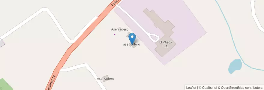 Mapa de ubicacion de aserradero en الأرجنتين, Misiones, Departamento Cainguás, Municipio De Campo Grande.