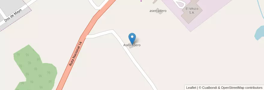 Mapa de ubicacion de Aserradero en 아르헨티나, Misiones, Departamento Cainguás, Municipio De Campo Grande.