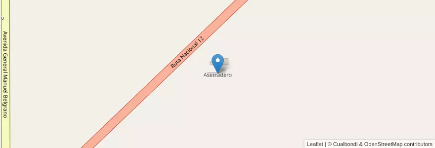 Mapa de ubicacion de Aserradero en الأرجنتين, Misiones, Departamento San Ignacio, Municipio De Hipólito Yrigoyen.